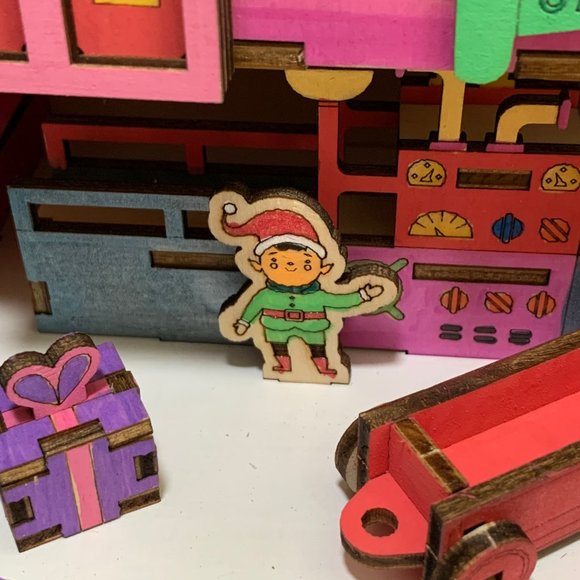 Hand Painted Wooden Santa's Workshop - Picture 9 of 16